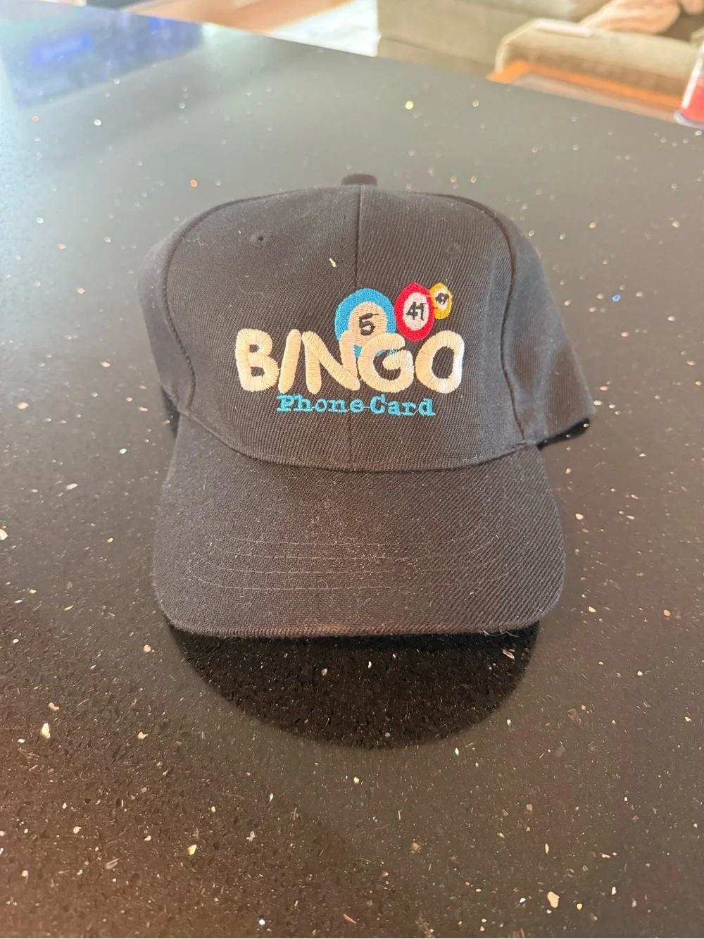 Bingo Phone Card Embroidered Black Baseball Cap
